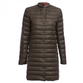 CHIC COLLARLESS LONG SLEEVE SINGLE BREASTED SOLID COLOR PADDED COAT FOR WOMEN (ARMY GREEN 