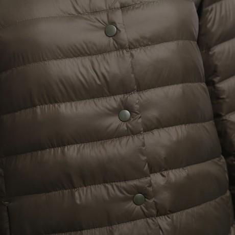 CHIC COLLARLESS LONG SLEEVE SINGLE BREASTED SOLID COLOR PADDED COAT FOR WOMEN (ARMY GREEN 