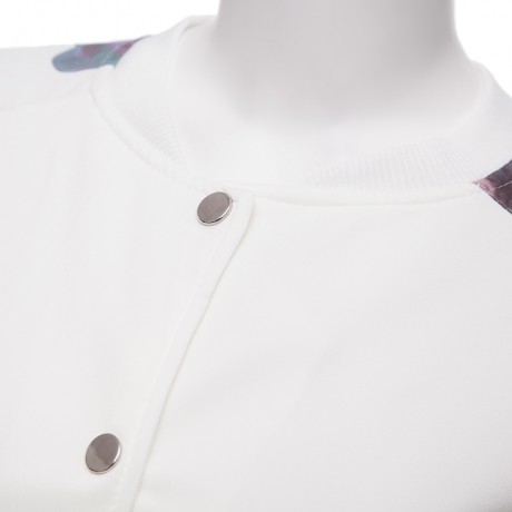 STYLISH LONG SLEEVES PRINTED SINGLE BREASTED JACKET FOR WOMEN (WHITE, SIZE M/L/XL/2XL)