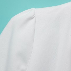 STYLISH STAND-UP COLLAR LONG SLEEVE DOUBLE-BREASTED WOMEN'S BLAZER (WHITE, SIZE ONE SIZE F