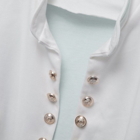 STYLISH STAND-UP COLLAR LONG SLEEVE DOUBLE-BREASTED WOMEN'S BLAZER (WHITE, SIZE ONE SIZE F