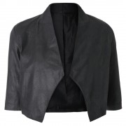 STYLISH TURN DOWN COLLAR 3/4 SLEEVE PURE COLOR ASYMMETRICAL WOMEN'S COAT (BLACK, SIZE S/M/