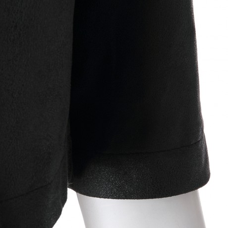 STYLISH TURN DOWN COLLAR 3/4 SLEEVE PURE COLOR ASYMMETRICAL WOMEN'S COAT (BLACK, SIZE S/M/