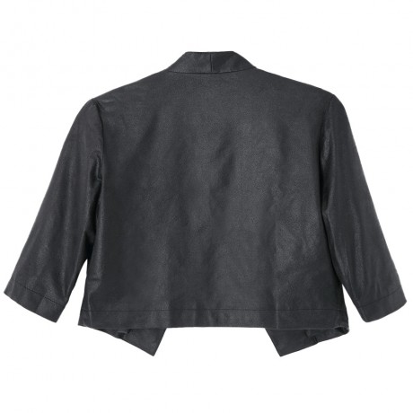 STYLISH TURN DOWN COLLAR 3/4 SLEEVE PURE COLOR ASYMMETRICAL WOMEN'S COAT (BLACK, SIZE S/M/