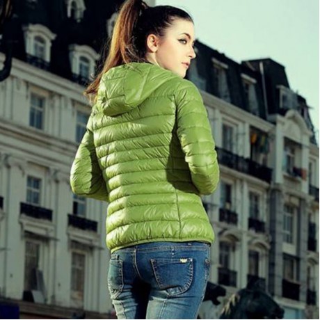 STYLISH HOODED LONG SLEEVE CANDY COLOR ZIPPERED WOMEN'S COAT (GREEN, SIZE S/M/L/XL)