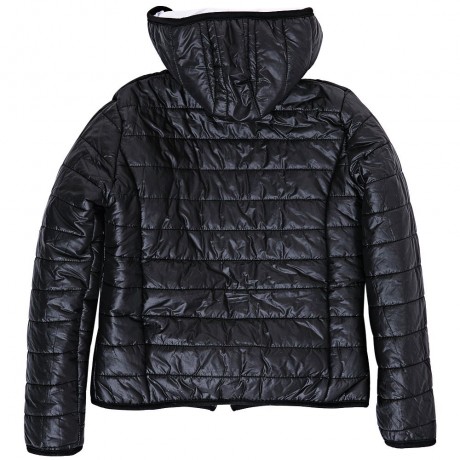 STYLISH HOODED LONG SLEEVE CANDY COLOR ZIPPERED WOMEN'S COAT (BLACK, SIZE S/M/L/XL)