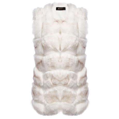 FASHIONABLE ROUND NECK SLEEVELESS PURE COLOR FAUX FUR WAISTCOAT FOR WOMEN (WHITE, SIZE S/M