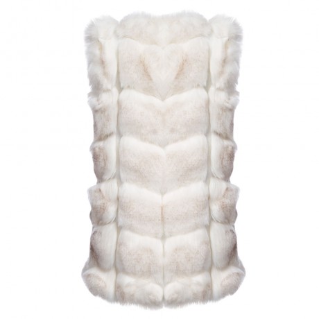 FASHIONABLE ROUND NECK SLEEVELESS PURE COLOR FAUX FUR WAISTCOAT FOR WOMEN (WHITE, SIZE S/M