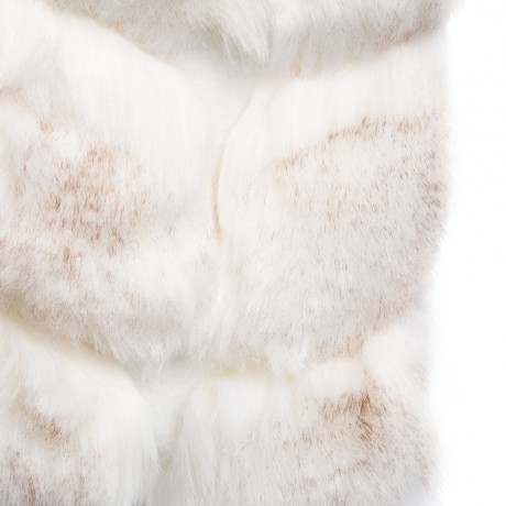 FASHIONABLE ROUND NECK SLEEVELESS PURE COLOR FAUX FUR WAISTCOAT FOR WOMEN (WHITE, SIZE S/M