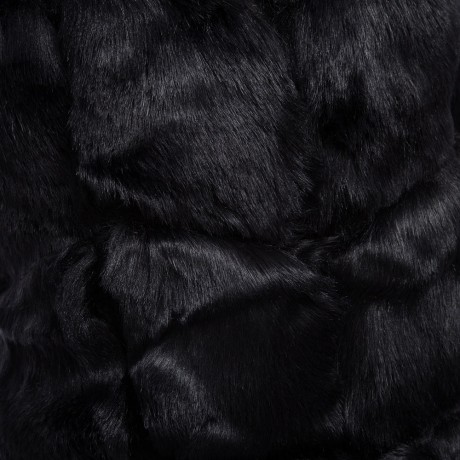 FASHIONABLE ROUND NECK SLEEVELESS PURE COLOR FAUX FUR WAISTCOAT FOR WOMEN (BLACK, SIZE S/M
