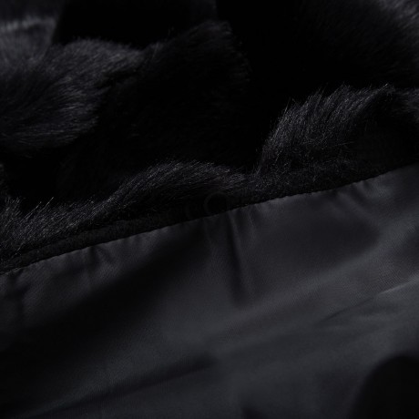 FASHIONABLE ROUND NECK SLEEVELESS PURE COLOR FAUX FUR WAISTCOAT FOR WOMEN (BLACK, SIZE S/M