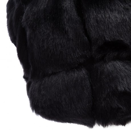 FASHIONABLE ROUND NECK SLEEVELESS PURE COLOR FAUX FUR WAISTCOAT FOR WOMEN (BLACK, SIZE S/M
