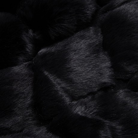 FASHIONABLE ROUND NECK SLEEVELESS PURE COLOR FAUX FUR WAISTCOAT FOR WOMEN (BLACK, SIZE S/M