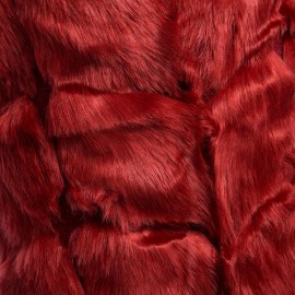 FASHIONABLE ROUND NECK SLEEVELESS PURE COLOR FAUX FUR WAISTCOAT FOR WOMEN (WINE RED, SIZE 
