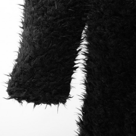 STYLISH ELEGANT TURN-DOWN COLLAR THREE QUARTER SLEEVE HAIRY WOMEN OUTWEAR TOP (BLACK, SIZE