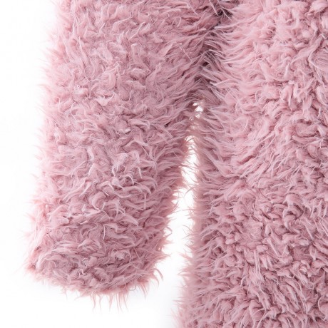 STYLISH ELEGANT TURN-DOWN COLLAR THREE QUARTER SLEEVE HAIRY WOMEN OUTWEAR TOP (PINK, SIZE 