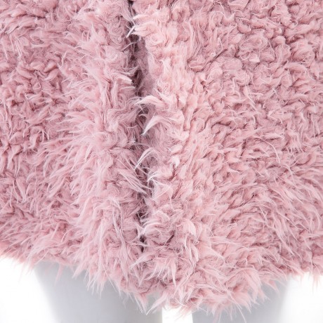 STYLISH ELEGANT TURN-DOWN COLLAR THREE QUARTER SLEEVE HAIRY WOMEN OUTWEAR TOP (PINK, SIZE 