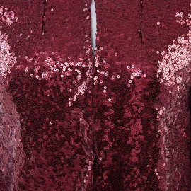 STYLISH COLLARLESS LONG SLEEVE SEQUINED CARDIGAN JACKET COAT FOR WOMEN (PURPLE, SIZE S/M/L
