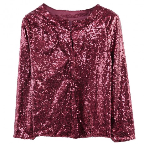 STYLISH COLLARLESS LONG SLEEVE SEQUINED CARDIGAN JACKET COAT FOR WOMEN (PURPLE, SIZE S/M/L
