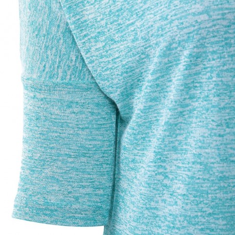 STYLISH ROUND NECK THREE QUARTER SLEEVE IRREGULAR HEM BACK SLIT WOMEN T-SHIRT (GREEN, SIZE