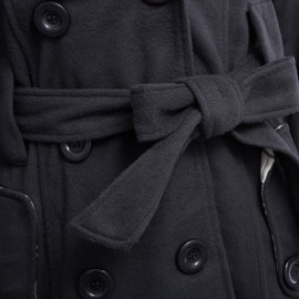 TRENDY HOODED DOUBLE-BREASTED POCKET OVERCOAT FOR WOMEN (DEEP GRAY, SIZE M/L/XL/2XL)