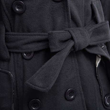 TRENDY HOODED DOUBLE-BREASTED POCKET OVERCOAT FOR WOMEN (DEEP GRAY, SIZE M/L/XL/2XL)