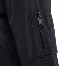 ZIPPED ROUND COLLAR SOLID COLOR SHORT COAT FOR LADIES (BLACK, SIZE S/M/L/XL)