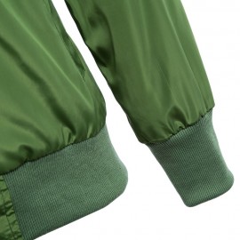 ZIPPED ROUND COLLAR SOLID COLOR SHORT COAT FOR LADIES (PEA GREEN, SIZE S/M/L/XL)