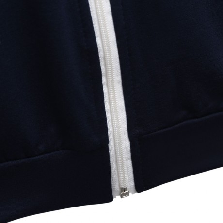 STYLISH HOODED LONG SLEEVE PURE COLOR ZIPPER TYPE HOODIE FOR LADIES (DEEP BLUE, SIZE S/M/L