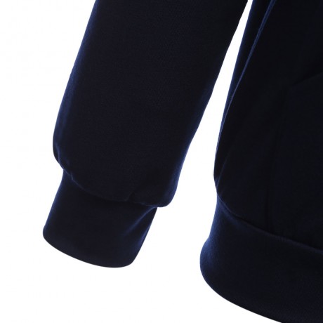 STYLISH HOODED LONG SLEEVE PURE COLOR ZIPPER TYPE HOODIE FOR LADIES (DEEP BLUE, SIZE S/M/L