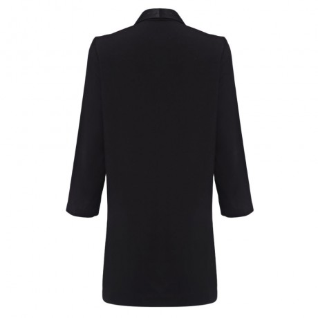 CHIC TURN-DOWN COLLAR THREE QUARTER SLEEVE PURE COLOR BUTTON DESIGN WOMEN SUIT (BLACK, SIZ