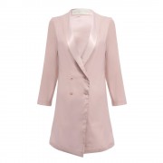 CHIC TURN-DOWN COLLAR THREE QUARTER SLEEVE PURE COLOR BUTTON DESIGN WOMEN SUIT (NUDE PINK,