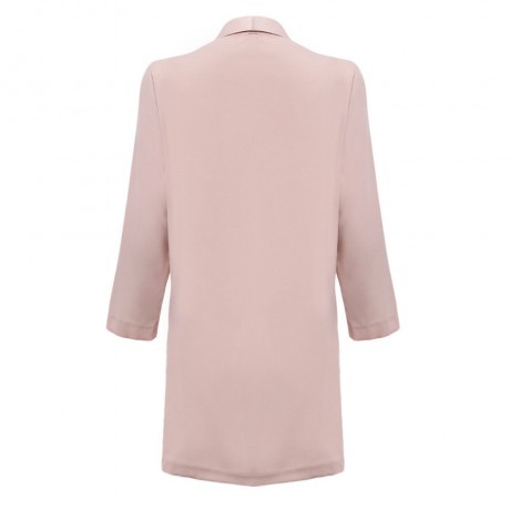CHIC TURN-DOWN COLLAR THREE QUARTER SLEEVE PURE COLOR BUTTON DESIGN WOMEN SUIT (NUDE PINK,