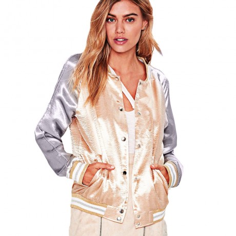 STYLISH ROUND NECK LONG SLEEVE COLOR BLOCK BUTTON TYPE COAT FOR LADIES (GOLDEN, SIZE S/M/L