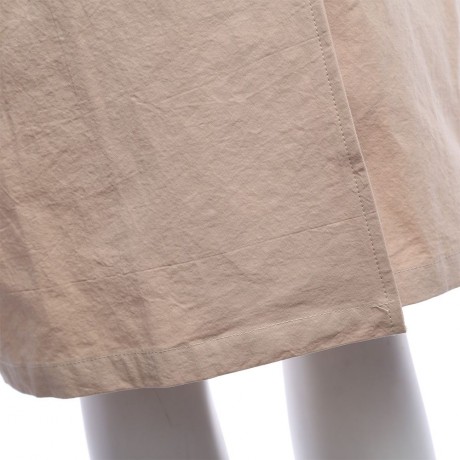 CHIC TURN-DOWN COLLAR THREE QUARTER SLEEVE HEM SLIT LOOSE WOMEN WIND COAT (LIGHT KHAKI, SI