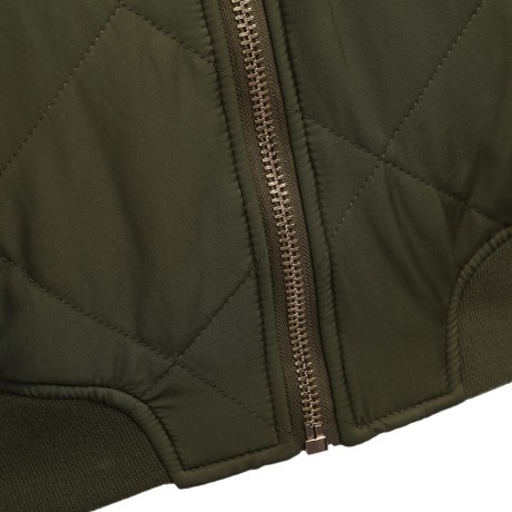 CASUAL ROUND NECK LONG SLEEVE ZIPPER TYPE PURE COLOR WOMEN JACKET (ARMY GREEN, SIZE S/M/L/