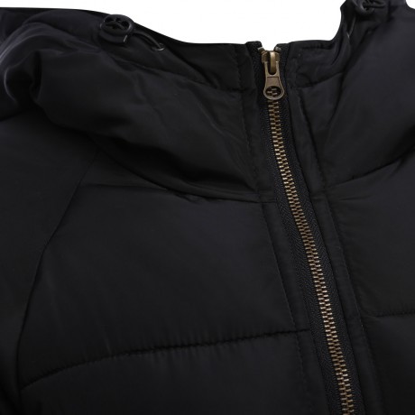 TRENDY HOODED POCKET DESIGN PADDED COAT FOR WOMEN (BLACK, SIZE M/L/XL/2XL)
