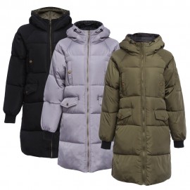 TRENDY HOODED POCKET DESIGN PADDED COAT FOR WOMEN (ARMY GREEN, SIZE M/L/XL/2XL)