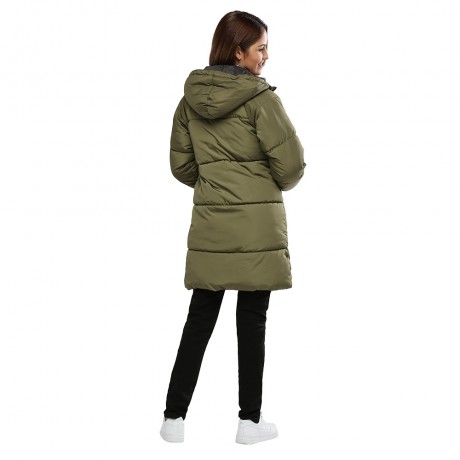 TRENDY HOODED POCKET DESIGN PADDED COAT FOR WOMEN (ARMY GREEN, SIZE M/L/XL/2XL)