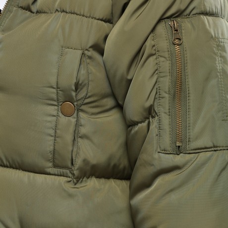 TRENDY HOODED POCKET DESIGN PADDED COAT FOR WOMEN (ARMY GREEN, SIZE M/L/XL/2XL)
