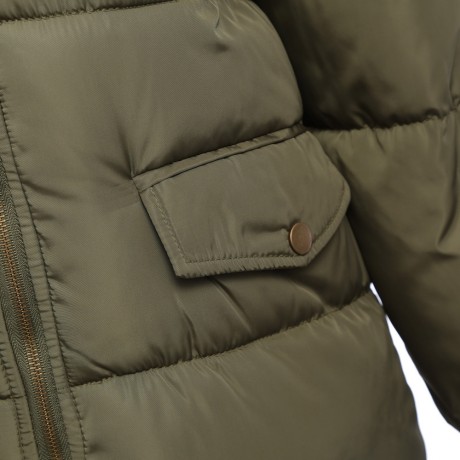 TRENDY HOODED POCKET DESIGN PADDED COAT FOR WOMEN (ARMY GREEN, SIZE M/L/XL/2XL)