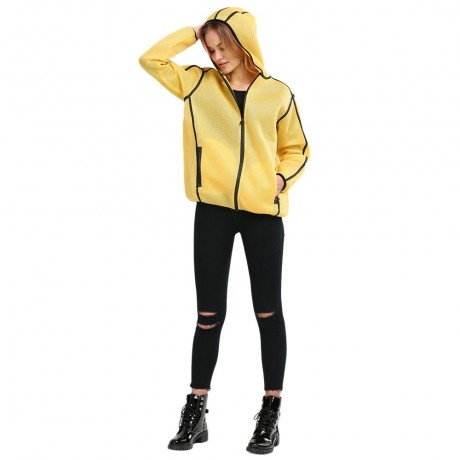CHIC HOODED DOUBLE POCKET COAT FOR WOMEN (LUMINOUS YELLOW, SIZE S/M/L)