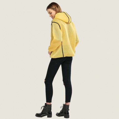 CHIC HOODED DOUBLE POCKET COAT FOR WOMEN (LUMINOUS YELLOW, SIZE S/M/L)