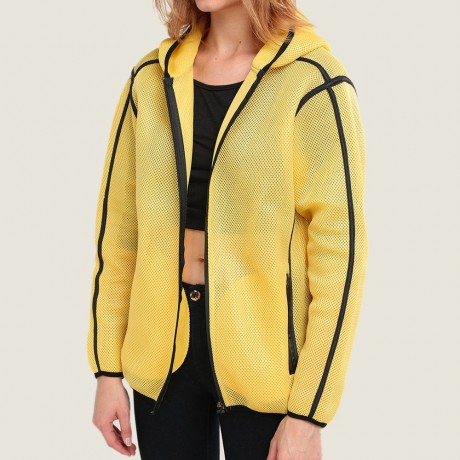 CHIC HOODED DOUBLE POCKET COAT FOR WOMEN (LUMINOUS YELLOW, SIZE S/M/L)