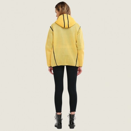 CHIC HOODED DOUBLE POCKET COAT FOR WOMEN (LUMINOUS YELLOW, SIZE S/M/L)