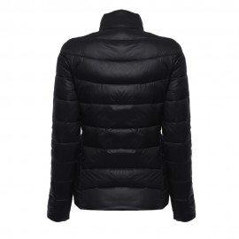 STYLISH SHEATH STAND COLLAR PURE COLOR WOMEN DOWN JACKET (BLACK, SIZE L/XL/2XL/3XL/4XL)