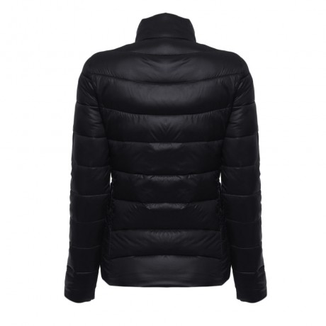 STYLISH SHEATH STAND COLLAR PURE COLOR WOMEN DOWN JACKET (BLACK, SIZE L/XL/2XL/3XL/4XL)