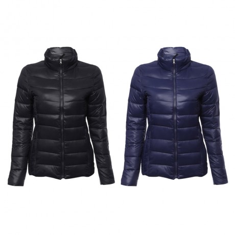 STYLISH SHEATH STAND COLLAR PURE COLOR WOMEN DOWN JACKET (BLACK, SIZE L/XL/2XL/3XL/4XL)