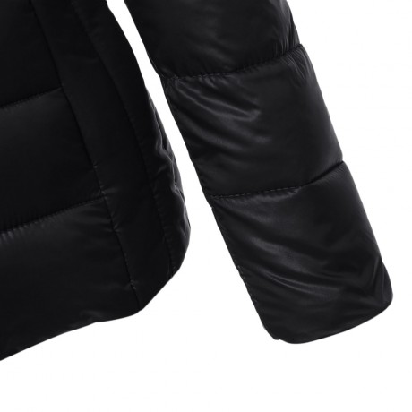 STYLISH SHEATH STAND COLLAR PURE COLOR WOMEN DOWN JACKET (BLACK, SIZE L/XL/2XL/3XL/4XL)