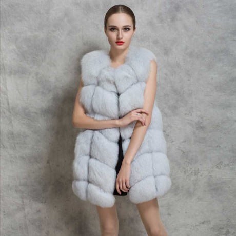 FASHIONABLE ROUND NECK SLEEVELESS PURE COLOR FAUX FUR WAISTCOAT FOR WOMEN (SNOW WHITE, SIZ